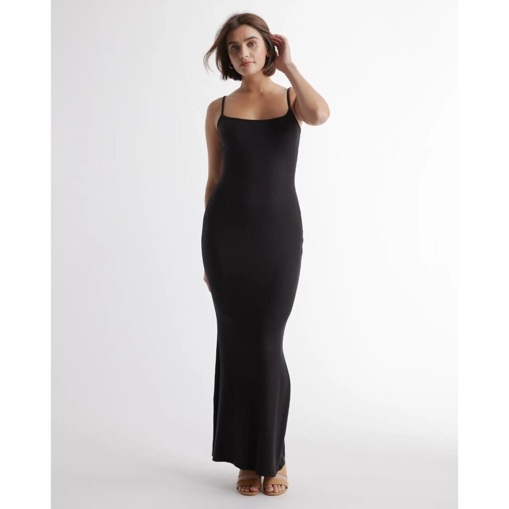 Quince Women’s Black Tencel Rib Knit Maxi Slip Dress sz XS NWT Sleeveless Long - Picture 8 of 8